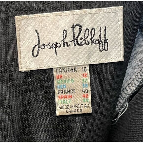 JOSEPH RIBKOFF Dress Women's Size 10 Gray Black Colorblock Textured Midi Zipper - Picture 9 of 14